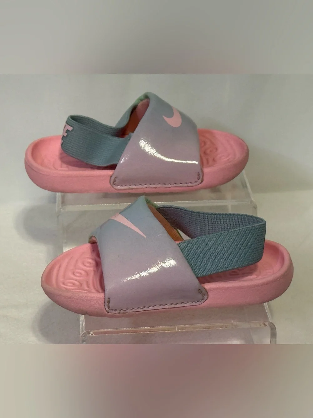 Nike Kawa SE Baby Girl’s 4C Pink & Gray Slingback Slide Sandal